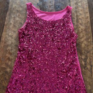 Holiday Sequin Pink Fuchsia Tank Top Size Small
